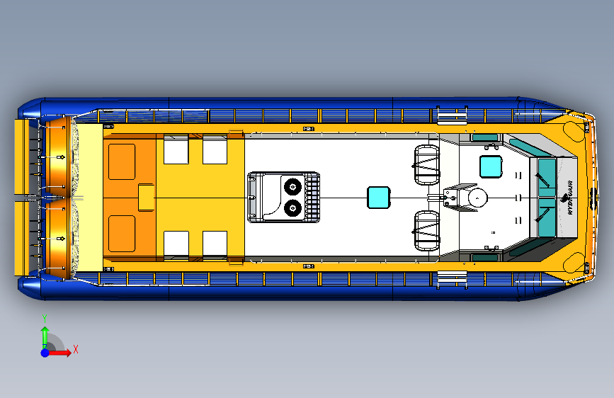 G046632-乘客两栖气垫船+_HYDROAIR+25_=轮船船体 正面视图