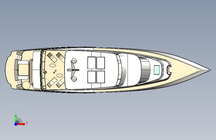 G047530-豪华游艇+(2)=轮船船体 正面视图