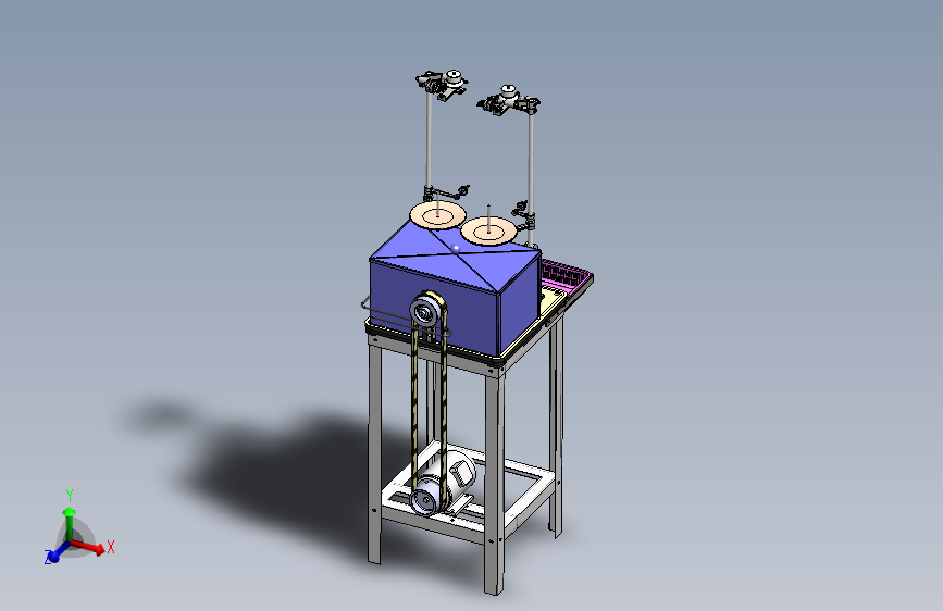 无底梭自动蚕茧形绕线机(蚕茧绕线机)3D模型 Solidworks设计