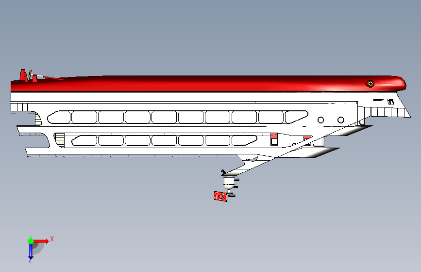 G048456-晚餐游船=轮船船体 俯视图