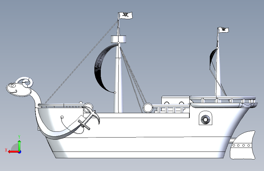 G048823-运送一块=轮船船体 背面视图