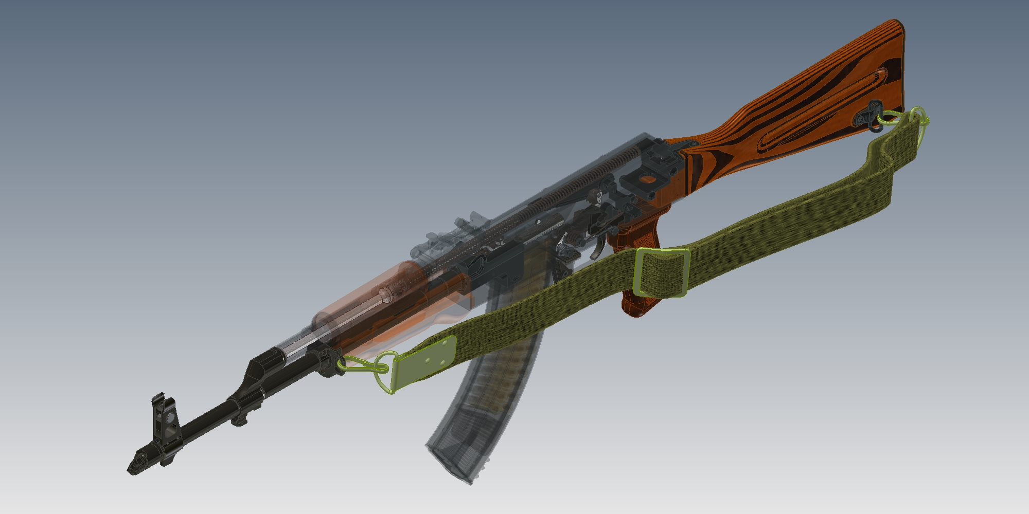 0148-AKM+(AK-47)=仅限虚拟游戏设计,不可制作实物,否则后果自负