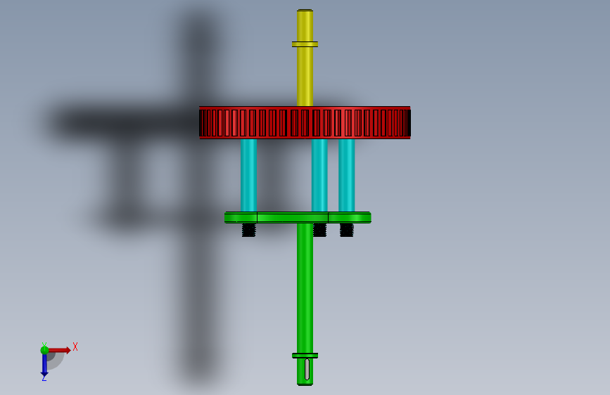 行星齿轮系统案例简易模型3D图纸 Solidworks设计 俯视图