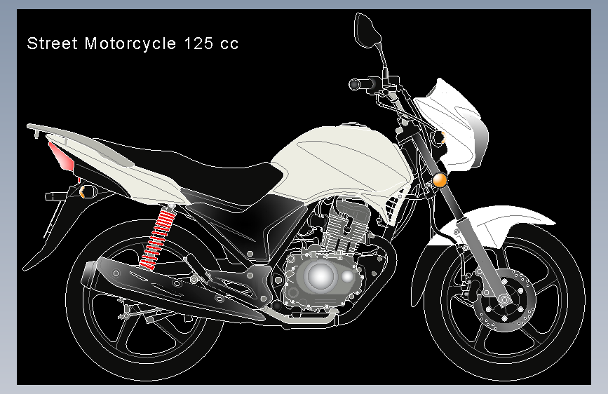 G068313-街头摩托车 125 cc=摩托车 主视图