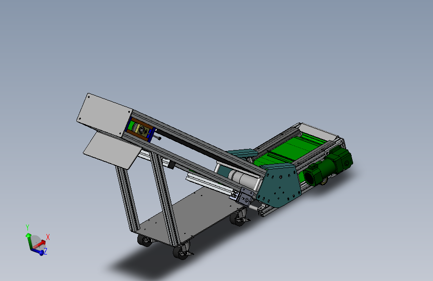 爬坡型皮带输送机3D数模图纸 Solidworks设计