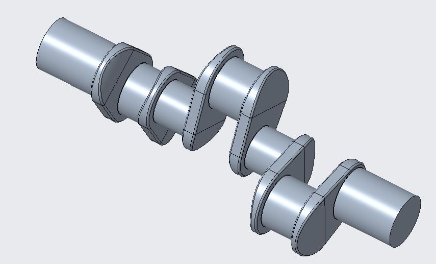 3缸发动机曲轴 _ PTC Creo模型