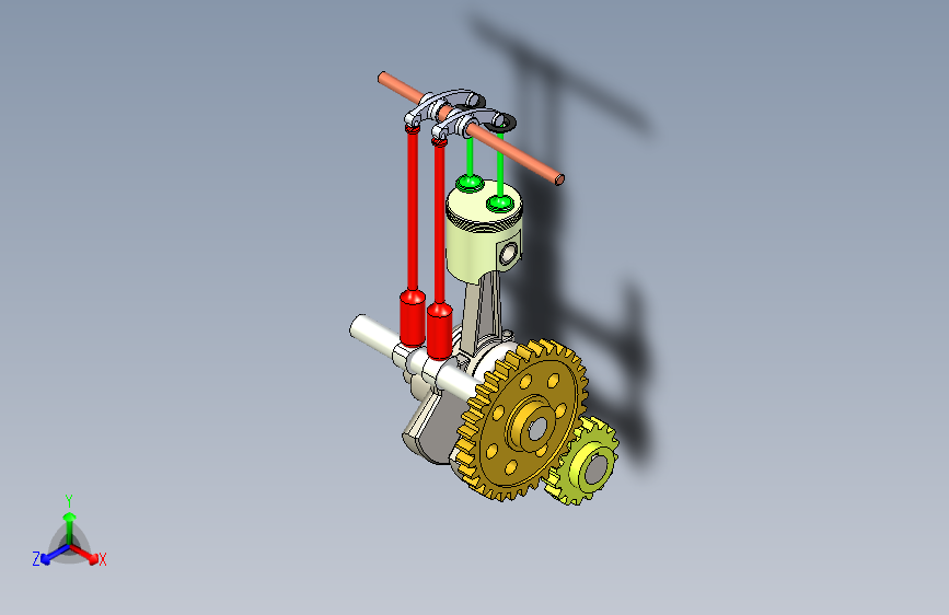 G052201-4笔IC引擎基本3D型号=发动机引擎