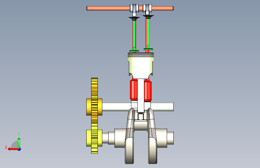 G052201-4笔IC引擎基本3D型号=发动机引擎 背面视图