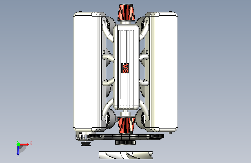 G052940-V8+发动机+(1)=发动机引擎 俯视图