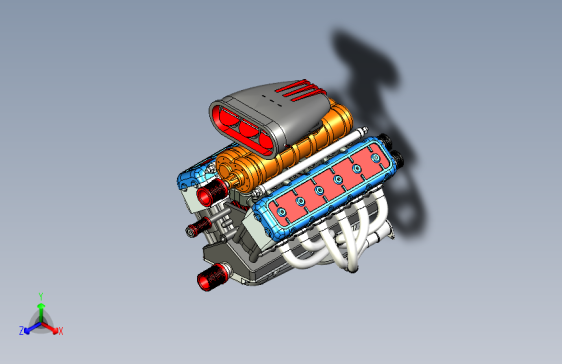 G053054-V12发动机建模=发动机引擎