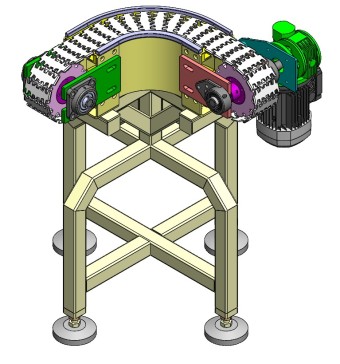 90度柔性链输送机结构3D图纸 STEP格式