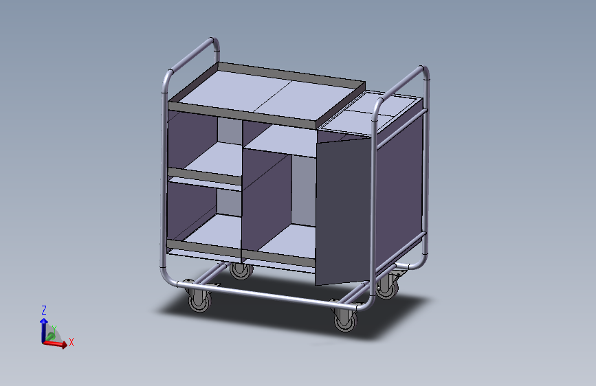 酒店服务推车3D数模图纸 STEP格式