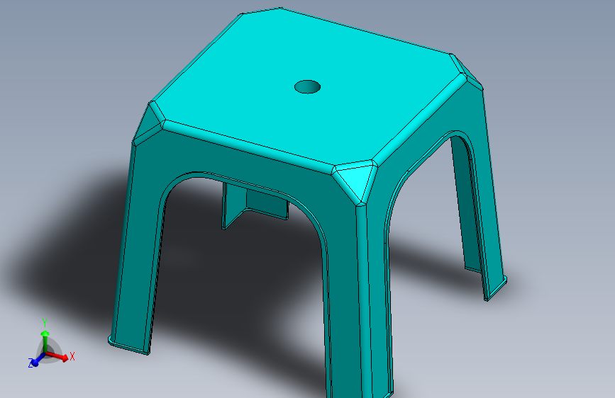 塑料凳子设计 _ 注塑成型的SolidWorks 3D模型
