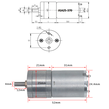 G076447-JGA25-370 齿轮电机 直流电机 6V 12V 24V 电齿轮电机 高扭矩 16_26_35_60_77_130_170_280_620_1360转_分钟=齿轮变速箱减速机差速器