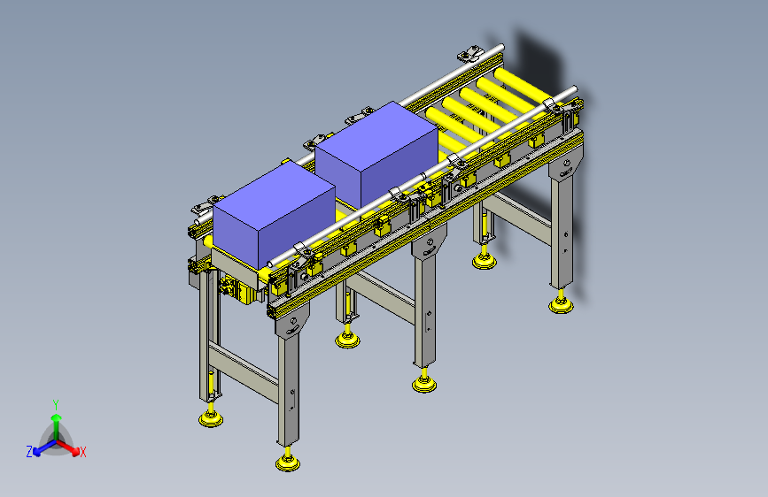 一款可变宽度的滚筒传送带3D模型