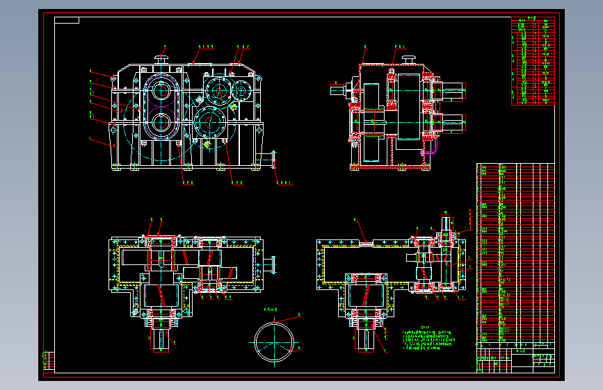 轧线减速箱装配CAD