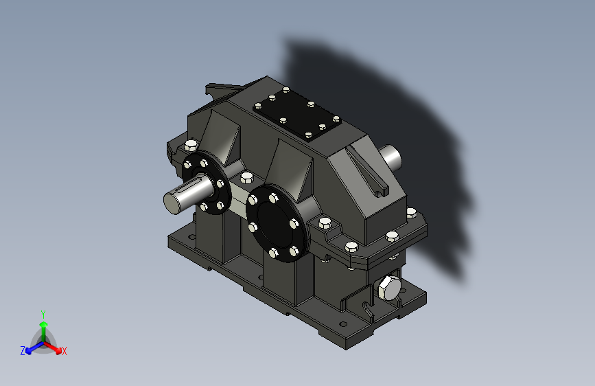 G079465-带斜齿轮的单级减速器 (Gearbox)=齿轮变速箱减速机差速器