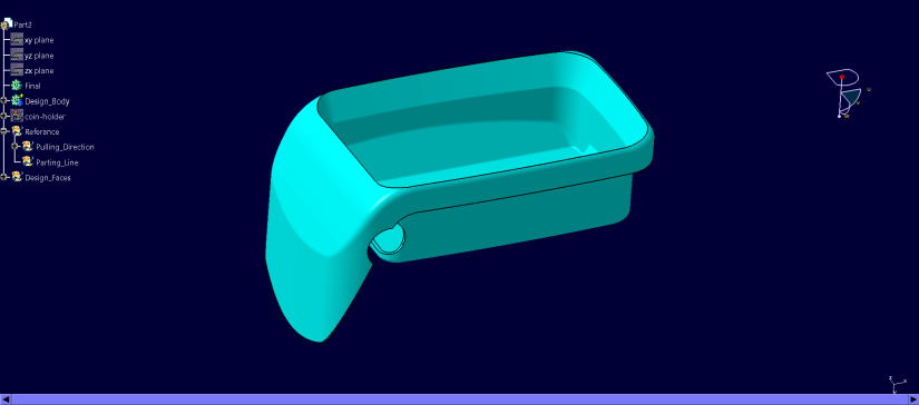 汽车硬币收纳器 – CATIA V5 塑料零件设计