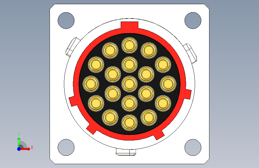 连接器Amphenol RT0016-19SNH-K,19针,RT360,13A,电缆0.75 - 1.5mm2,IP67 正面视图