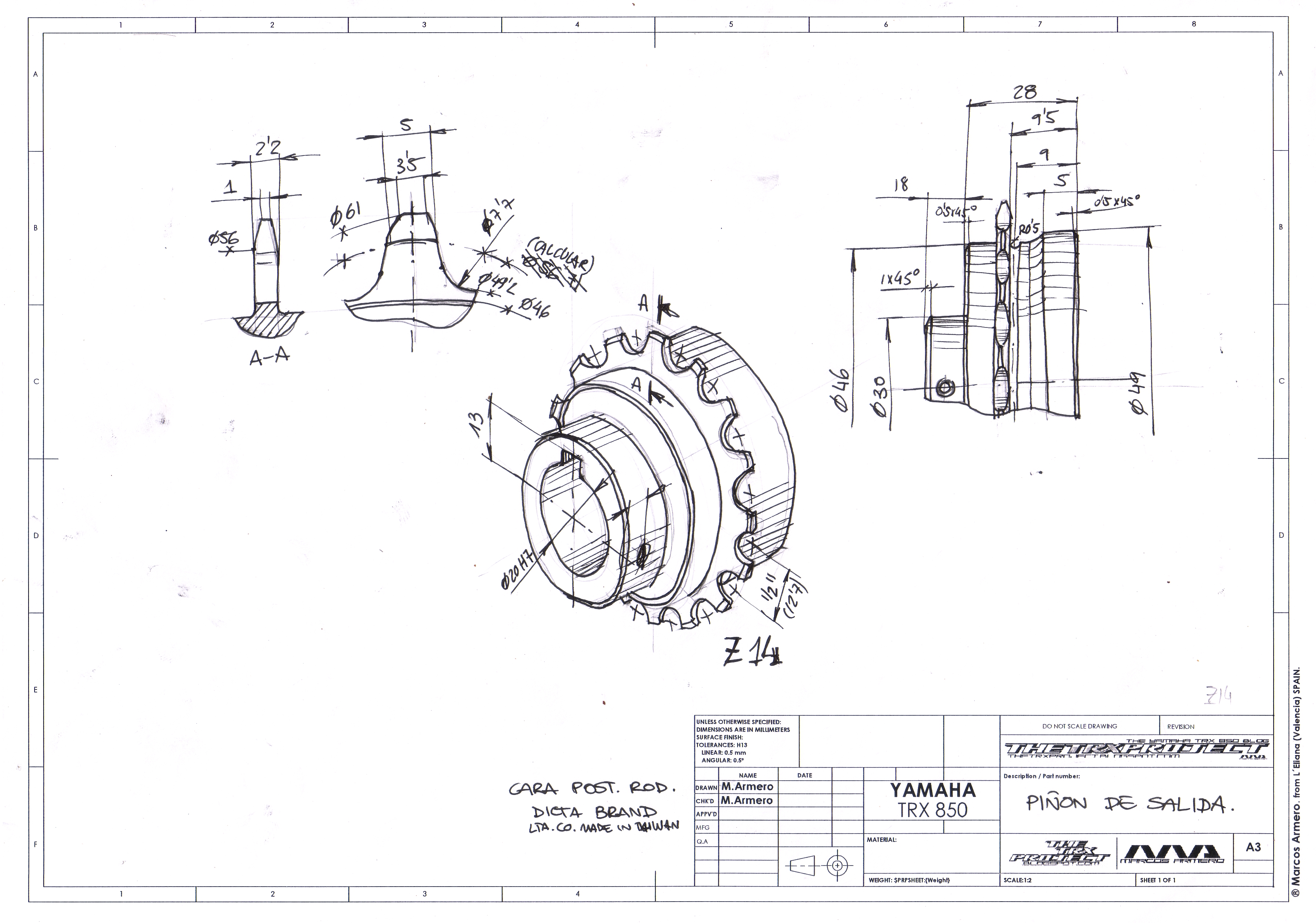 G085079-电动自行车 风轮 千斤顶 Z14=链条链轮