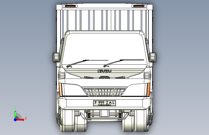 G058915-箱式卡车+五十铃+NKR+71(实际尺寸)=卡车吊车 正面视图