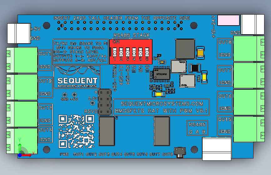 8个适用于树莓派的MOSFET 正面视图