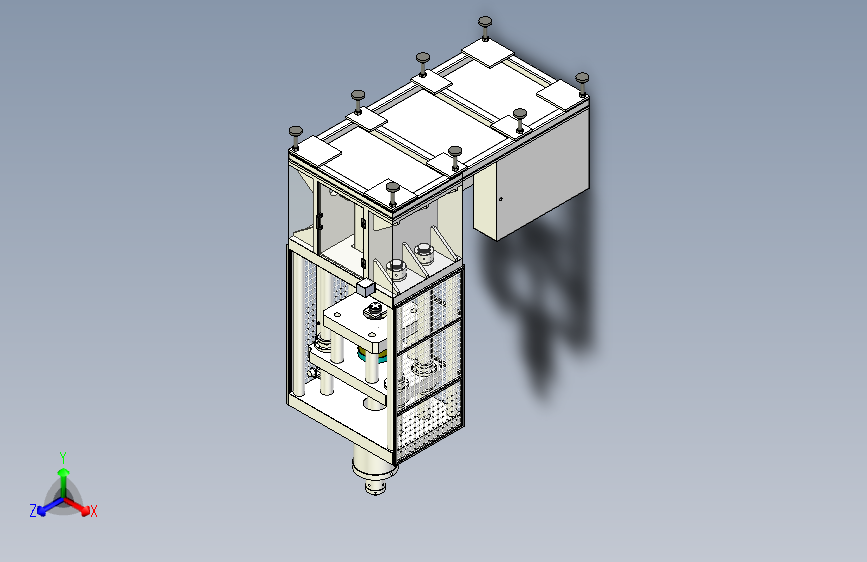 一款冲凸台液压机三维3D数模