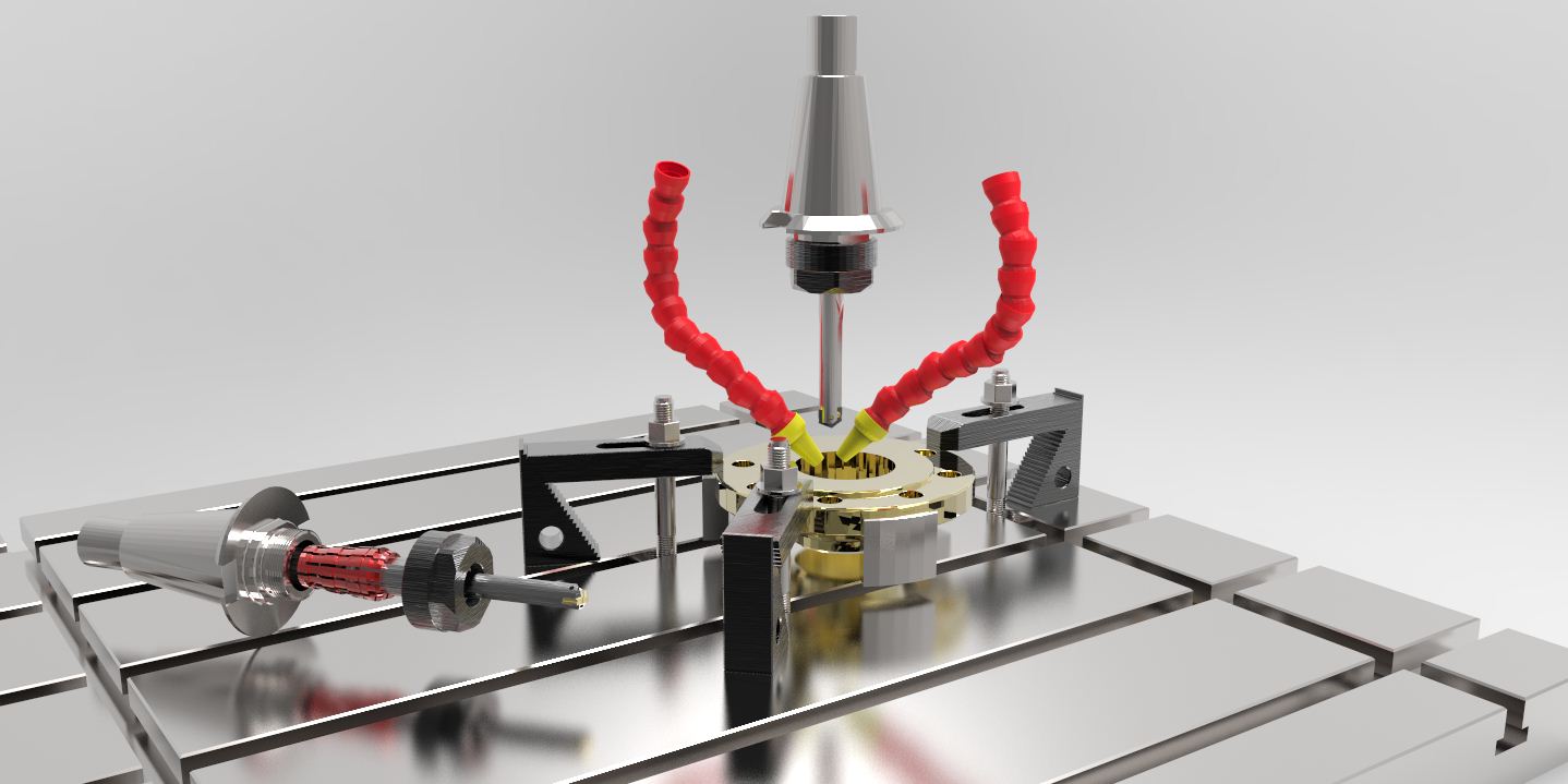 G093265-CNC 钻床设置=夹紧夹具管夹