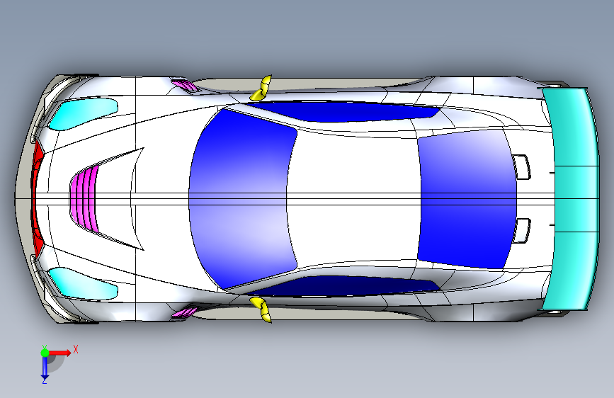 G061261-日产GTR+R35+GT3=汽车轿车SUV 俯视图