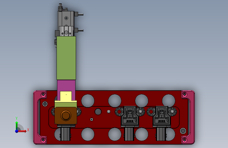 汽车线束插头内部PCB电路板压装工装 正面视图