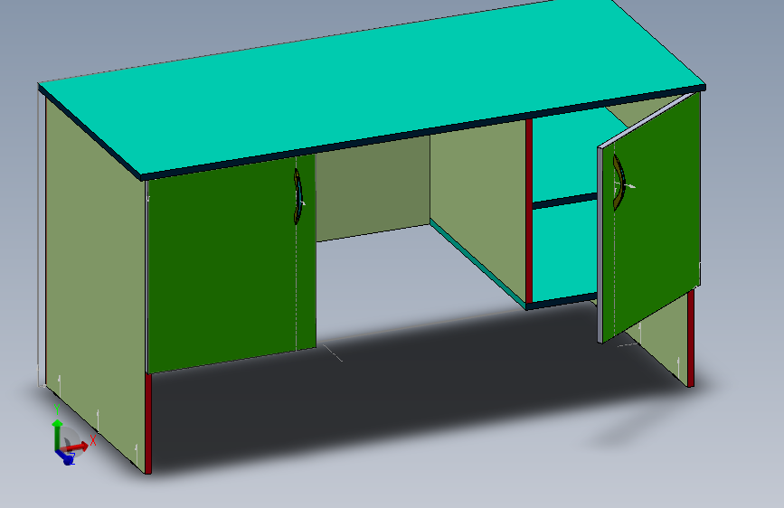 带门的两列桌子