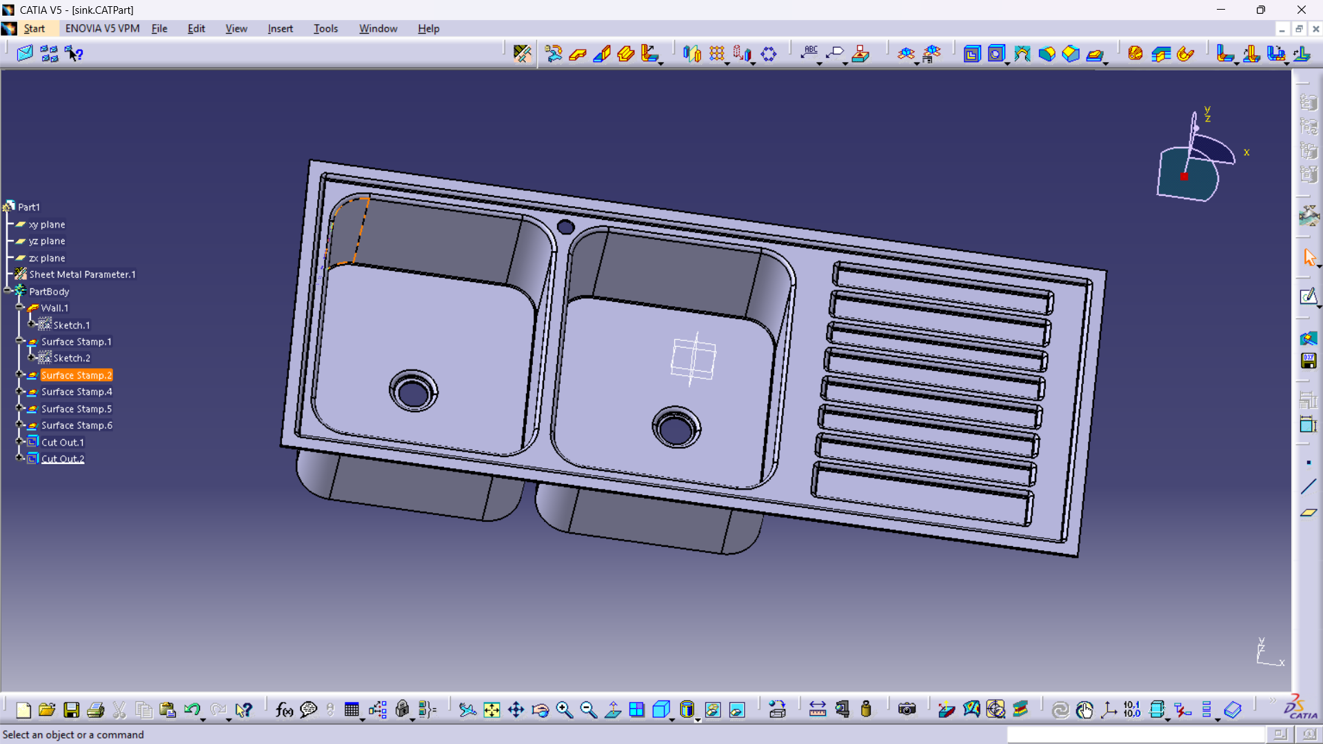 厨房水槽带排水板 – 金属板型号