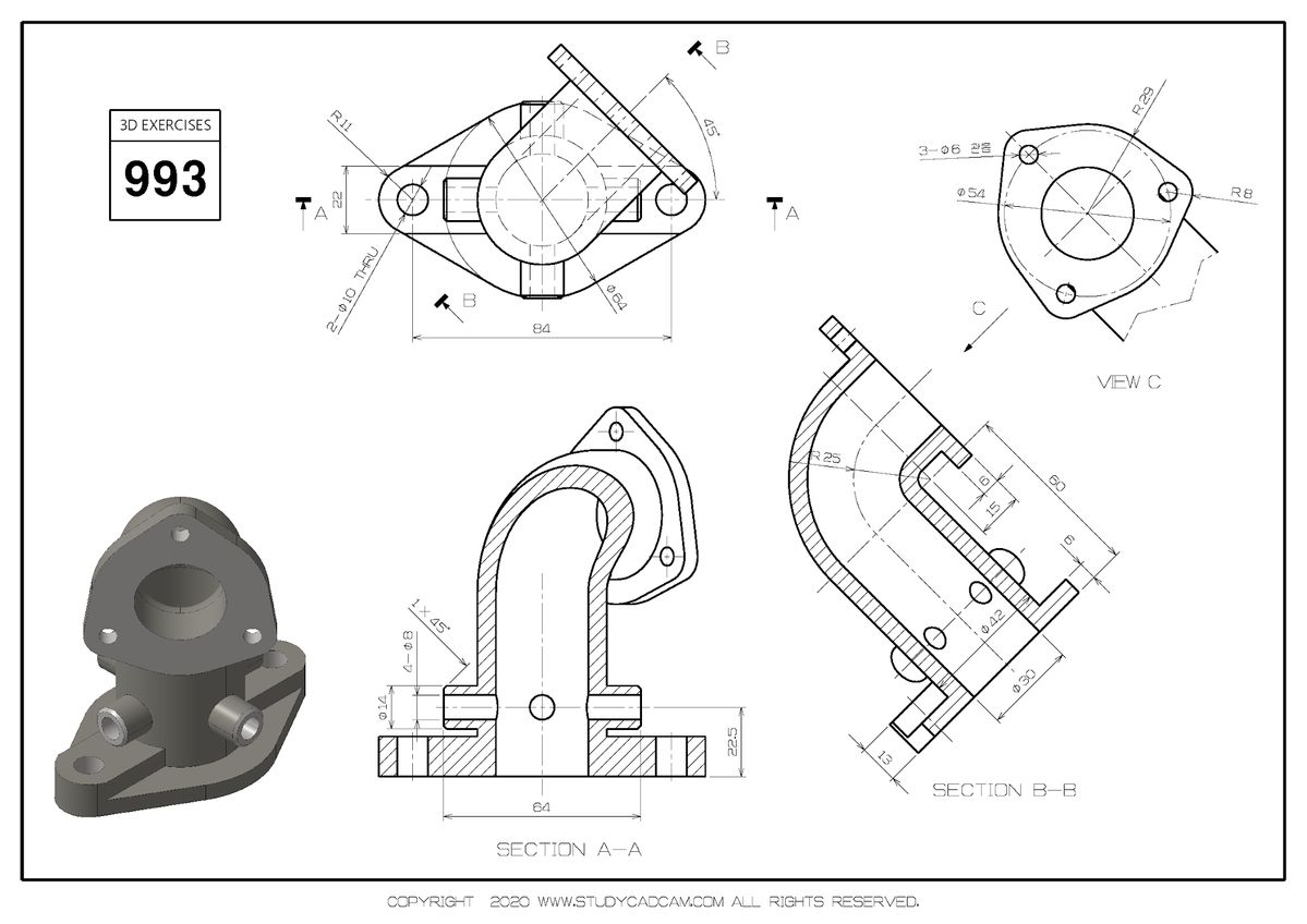 建模练习图 #993 研究计算机辅助设计与制造