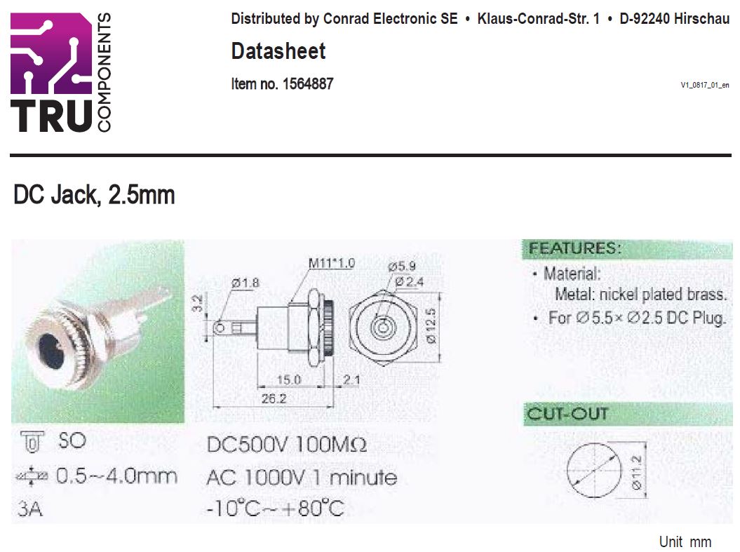 TRU COMPONENTS 低压插座 5.5_2.5