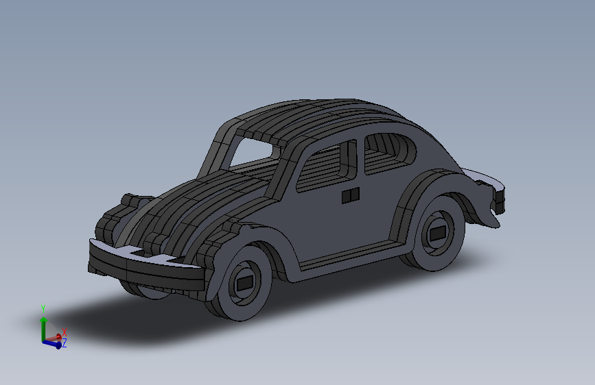 激光切割大众甲壳虫简化 3d机械模型图纸 Solidworks x_t
