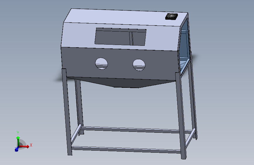 喷砂柜1400x600x600 3d机械模型图纸 Solidworks
