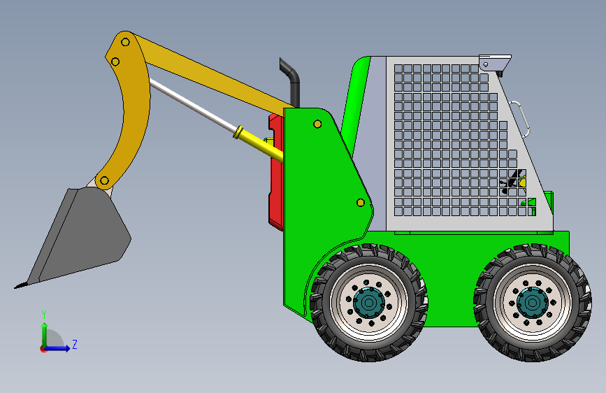 山猫装载机VPL01 3d机械模型图纸 Solidworks 左侧视图