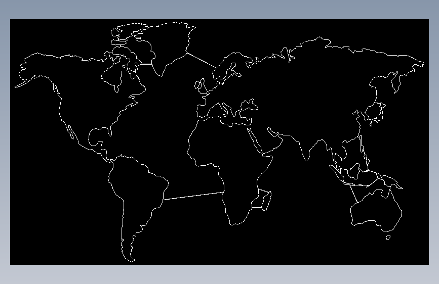 简化的世界地图用于CNC