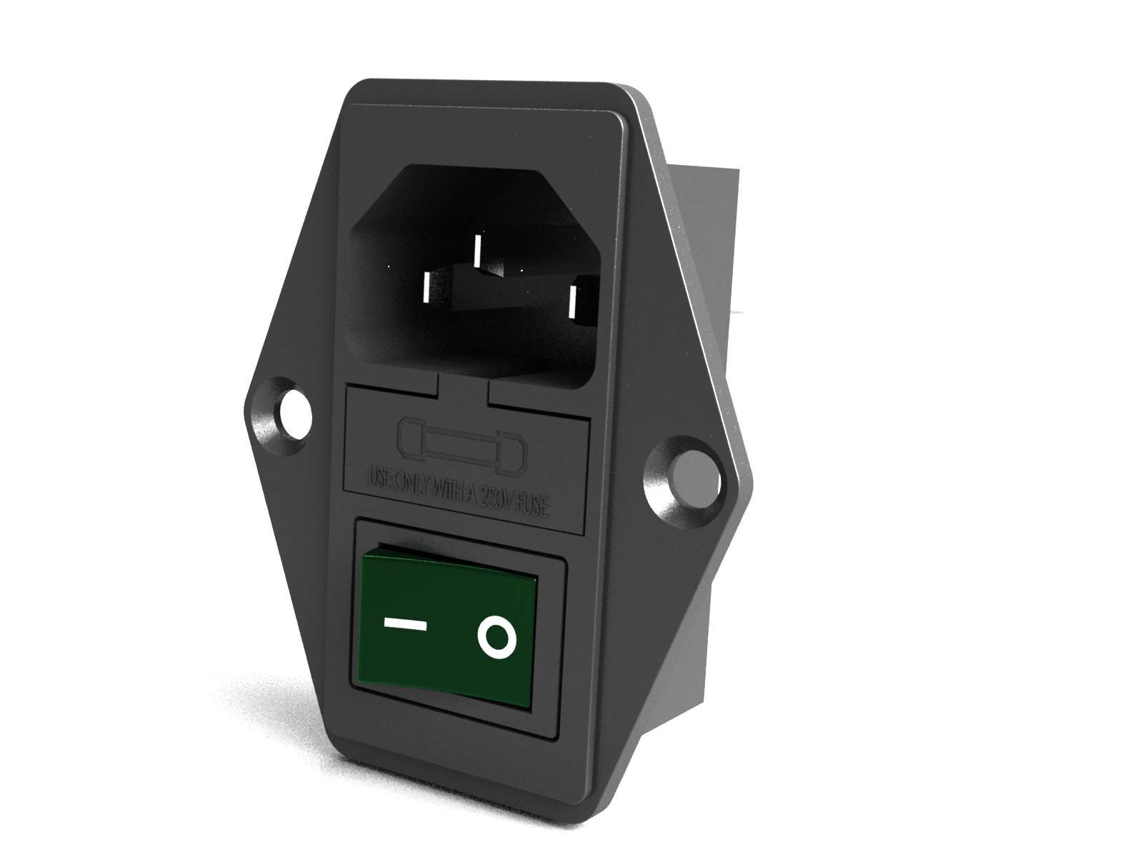 Amico AC 10A 250V IEC320 C14 插入模块，带霓虹灯摇臂开关和保险丝座