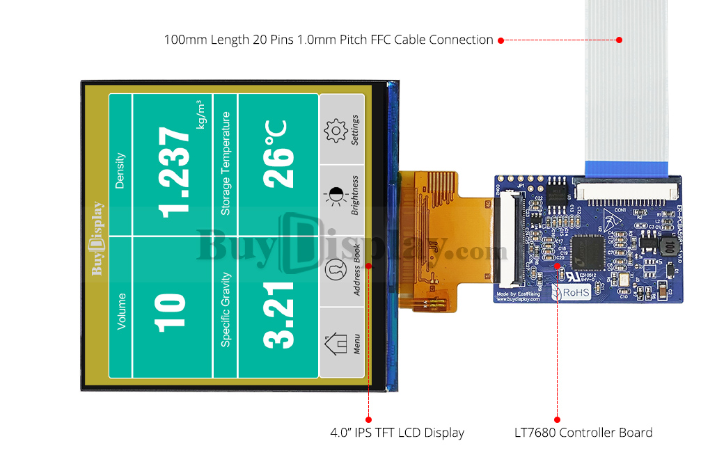 方形 4 英寸 480x480 IPS TFT 显示屏 SPI+RGB 接口