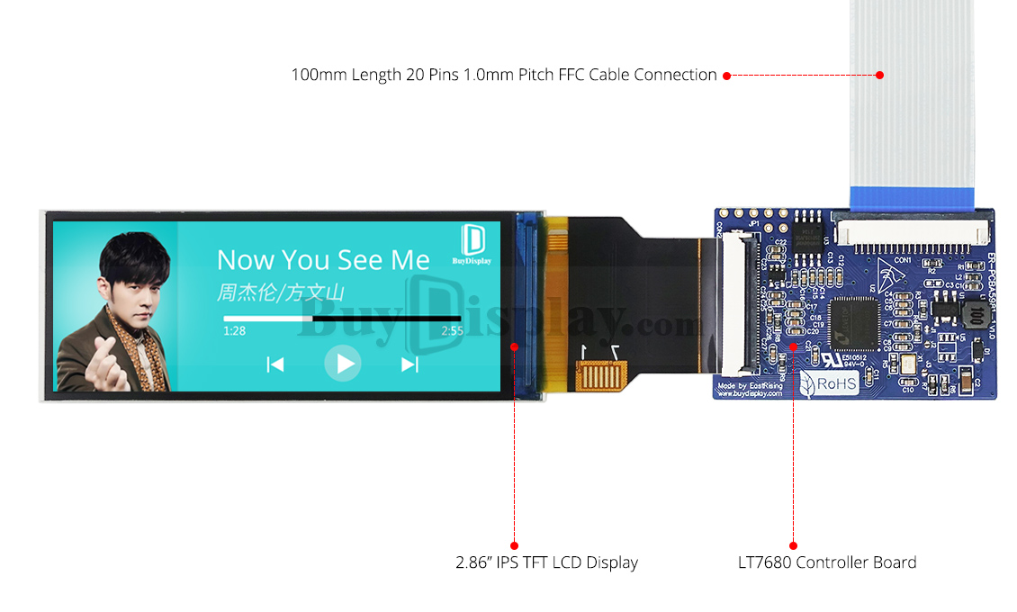条形 2.86 英寸 376x960 IPS TFT 显示屏 SPI+RGB 接口 (1)