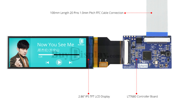 条形 2.86 英寸 376x960 IPS TFT 显示屏 SPI+RGB 接口 (1)