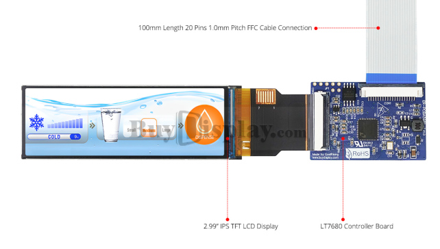 条形 2.99 英寸 268x800 IPS TFT 液晶显示屏 SPI+RGB 接口 (1)