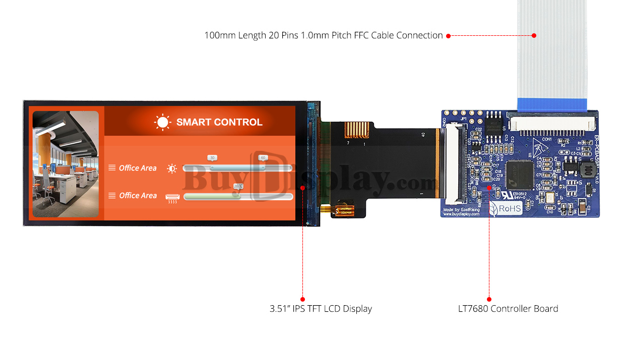 条形 3.51 英寸 340x800 IPS TFT 显示屏 SPI+RGB 接口 (1)