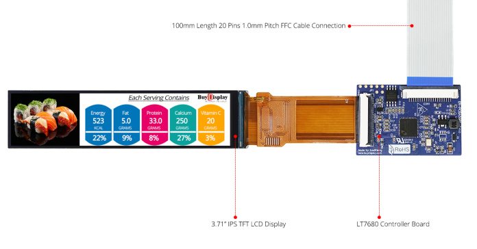 条形 3.71 英寸 240x960 IPS TFT 显示屏 SPI+RGB 接口 (1)