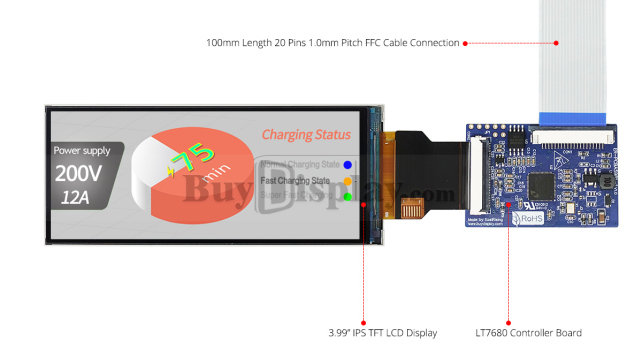 条形 3.99 英寸 400x960 IPS TFT 显示屏 SPI+RGB 接口 (1)