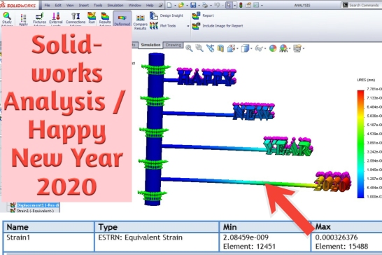 工程风格 _ 新年快乐 2020 _ Solid Works 教程分析视频