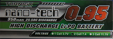 TURNIGY NANOTECH 950毫安 2S 25 50C 锂聚合物电池
