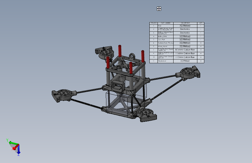 轻量级四轴飞行器框架设计（碳纤维和3D打印组件）
