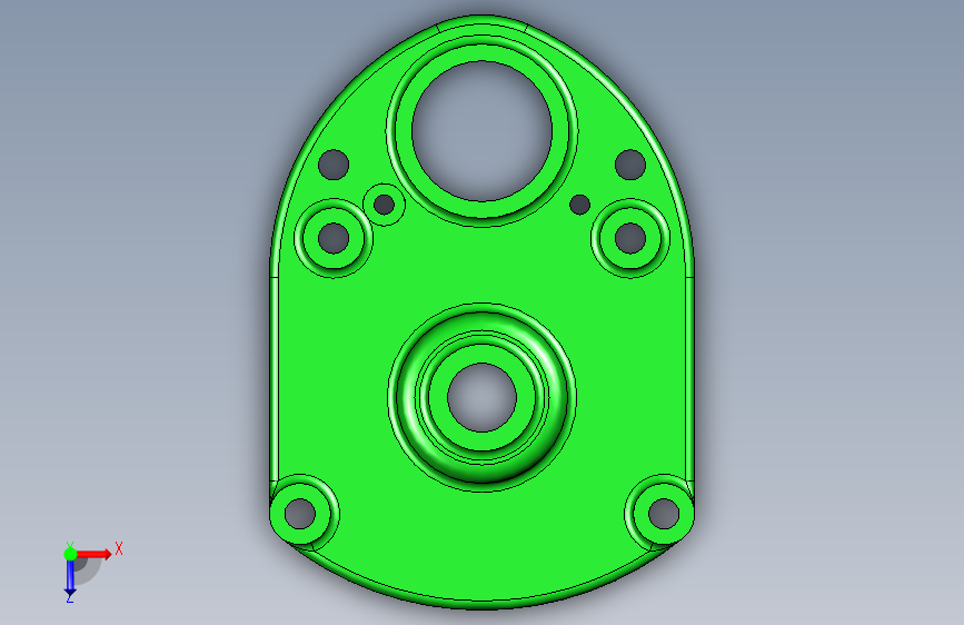 Studycadcam+3D+CAD+练习+581_+变速箱盖_+变速箱盖_+Autodesk+Inventor+Pro 俯视图